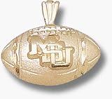 Mississippi State Bulldogs MSU Football Pendant - 14KT Gold Jewelry