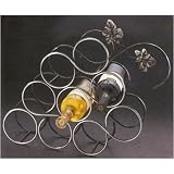 Old Dutch International 23 Inch  x 4 Inch x 14? Inch,  9 Bottle Antique Pewter Grape Wine Rack