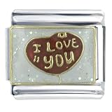 I Love You Heart Valentine Italian Charms Bracelet Link