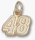 Jimmie Johnson Small Driver Number 48 3/8 Charm - 14KT Gold Jewelry