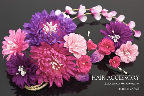 髪飾り 2点セット 花 組紐 ブラ パール ラメ