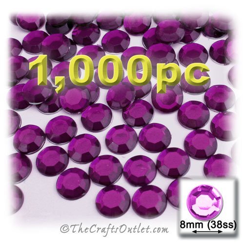 1,000pc Rhinestones Round 8mm - 38ss Purple Amethyst