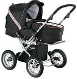 knorr-baby 706655 Kombikinderwagen Nizza mit Luftrad, black-red-stripes