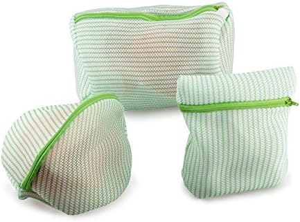 Starsea, Set of 3 Mesh Laundry Bags, 1 Large bag, 1 Small Shirt bag, 1 Bra bag, Two Mesh Layers, Best Housework Kits (Kelly)