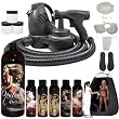 Complete Turbo Tan Deluxe (Model T75) Professional Sunless HVLP Turbine Spray Tanning System with 1 Quart of Belloccio "Opulence" Sunless Rapid Tanning Solution with DARK Bronzer, Belloccio 5 Solution Variety Pack (4 oz Bottles), Spray Tanning Tent Booth, and Full Tanning Accessories Kit