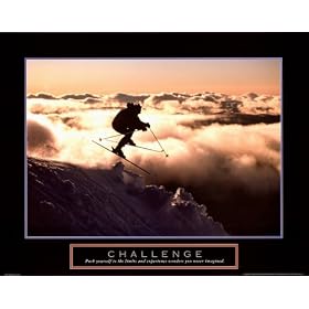 Challenge - Skier in Clouds poster print,28 in. x 22 in.