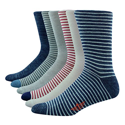 Dockers Men's 6 Pack Cushion Comfort Seasonal Slubs Striped Crew Socks, 10-13 Sock/6-12 Shoe