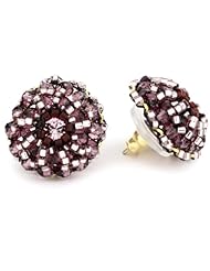 Miguel Ases Amethyst Quartz and Swarovski Button Earrings
