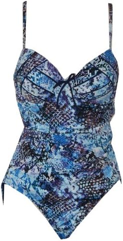 Spanx Shaping Patchwork Blues Bra Sized Tank Swimsuit