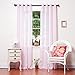 Best Home Fashion Crushed Voile Sheer Curtains - Antique Bronze Grommet Top - Pink - 52