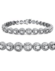 3.0ct Round Diamond Vintage Style Tennis Bracelet 14k White Gold