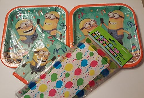 Minion Party Supplies 16 Dinner Plates &amp; 16 Napkins and 20 Loot Bags