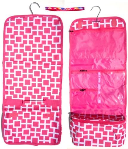 Best Small Pink & White Hanging Toiletry Cosmetic Travel Bag Case Set for Women & Teens by TravelNut. Best Easter Basket Filler Stuffer Gift Idea for Women & Teens. Guaranteed to be a winner. (Style 14)