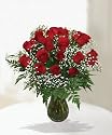 Valentine's 24 Red Roses Bouquet with Vase