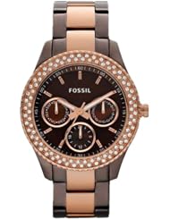 Fossil Womens ES2955 Stainless Steel Analog Brown Dial Watch