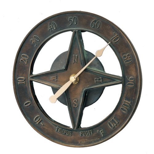 Hen Feathers 72475DWTB 7-1/2-Inch Diameter by 1-3/4-Inch Deep Bontique Boutique Classic Sundial Thermometer