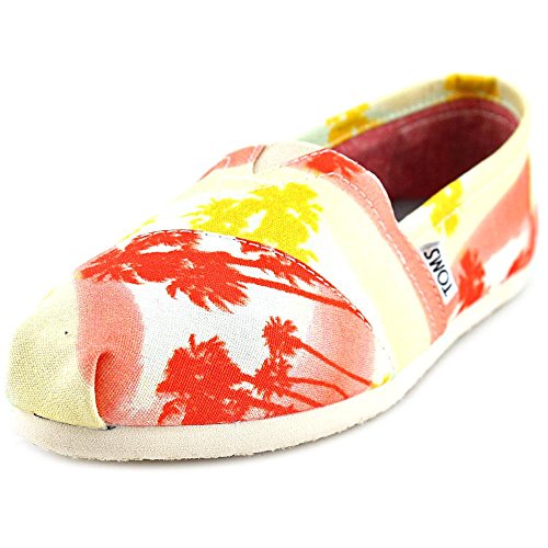 Toms Womens Classics Orange Palm Trees Canvas Slip-Ons