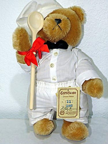 Hermann Teddy Original 'OTTO THE CHEF' 12 inches Tan #2 of 2,000. Working Growler. Signed by G.G. Hermann 1990 100% Mohair