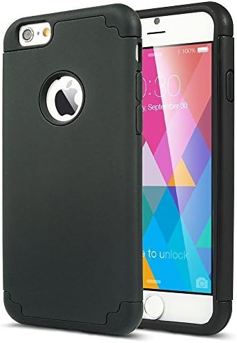 iPhone 6 Case, iPhone 6s Cases,Lookly(TM) Premium Extra Slim Hybrid Shockproof Case,Protective Case Cover for iPhone 6 / iPhone 6s (4.7 inch Screen) with Screen Protector (Black+Black)