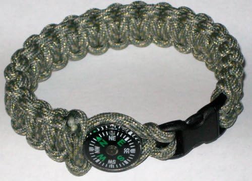 ACU Compass Survival Bracelet W 20mm Compass By Fort Detroyon Survival (8 inch)