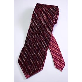 Mens Silk Pleated Red Tie with White and Burgundy