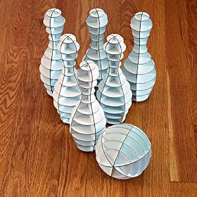 Office Bowling Recycled Cardboard Sculpture White