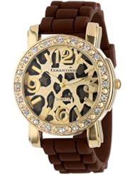 Cerentino Womens CR105-BRN  Brown Silicone Rubber Leopard Print Dial Watch