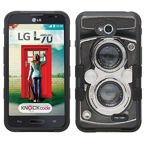 lg ultimate 2 case - [Vintage Camera]( Black / Black)UNIQUITI(TM) cell phone armor cover [TuMax] dual layer hybrid hard skin guard ultra protective shell (for lg ultimate 2 optimus l70 l41c )