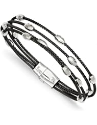 Sterling Silver Ruthenium Silver Bead Slide Clasp Bracelet, Best Quality Free Gift Box Satisfaction Guaranteed