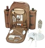 Picnic Gift 2331-CH Alpine Two Person Picnic Pack with 2 Wine Tote - Chocolate