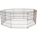24 Tall Dog Playpen Crate Fence Pet Kennel Play Pen Exercise Cage -8 Panel Black