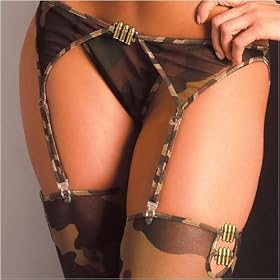 Camouflage collection, Micro jacket, Babydoll, Sleepwear Teddy, Bra, Garterbelt, Chemise and G-string.