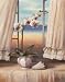 2 Art Prints Ocean View Window Cool Spring Flowers Floral Picture Sea Poster