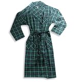 Claiborne - Mens Flannel Plaid Robe, Green, Navy, Red