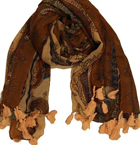 HOS Designs Women's Fashionable Feel Like Cotton Carbon Scarf Extra Large Size with Exciting Tussels