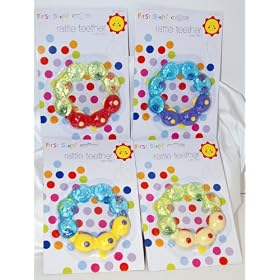 Round Rattle Teether - Water Filled - First Steps - Priced Each - Picture Shows Colours Available
