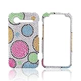 COLORFUL CIRCLES ON SILVER Bling Hard Plastic Case Cover For HTC Droid Incr ....