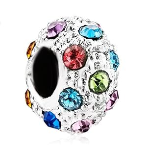 Pugster Fashion Multi-Color Crystal Birthstone Beads Fit Pandora Chamilia Biagi Charm Bracelet