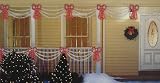 Set of Swag Style Christmas Lights with Red Shimmering Bow - White Wire
