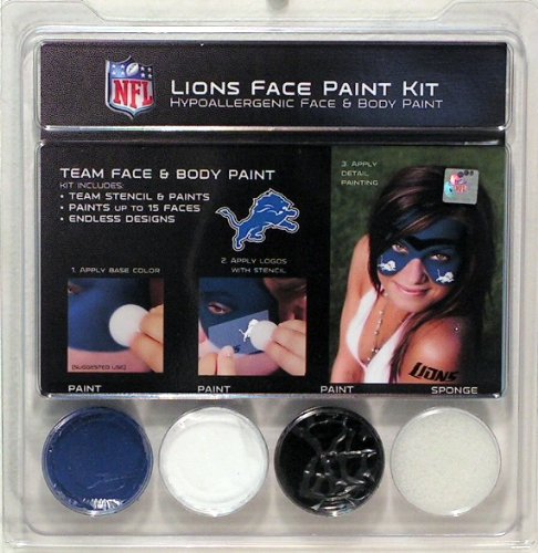 Detroit Lions NFL Licensed Team Body and Face Paint Kit with Stencil
