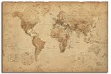 Ye Old World Map Parchment Poster - 36 x 24 Inches (91.5 x 61 cms)