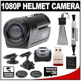 Click here to buy Coleman Xtreme Sports Waterproof 1080p HD Helmet Wearable Camcorder Video Camera (Black) with 16GB Card + Adhesive Pads... by Coleman.