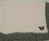 Knitted on Hand Knitting Machine Baby Pink Cotton Hand Crochet Finished with Dark Brown Rayon Chenille Infant Girls Large Blanket Size 32 By 45 Inches Trimmed with Red Velvet Rhinestone Butterfly