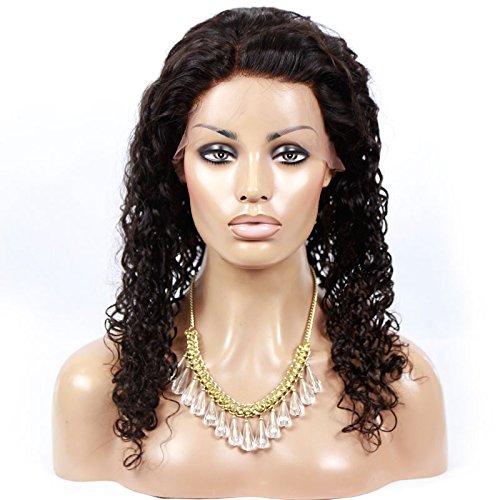 Unprocessed Natural Black Color Brazilian Virgin Human Hair Kinky Curly Full Lace Front Wig