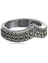 Sterling Silver Oxidized Marcasite Teardrop Ring, Size 7