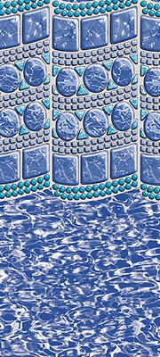Swirl Tile Overlap Swimming Pool Liner -15 ft x 25 ft Oval 20 Gauge