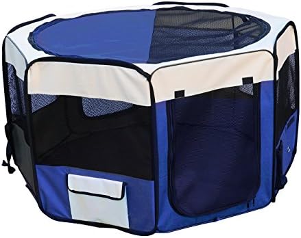 PETRUM® 45" Pet Cat Dog playpen Puppy Kennel w/ Carry Bag (blue)