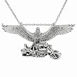 Sterling Silver Eagle with Motorcycle Necklace