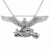 Sterling Silver Eagle with Motorcycle Necklace