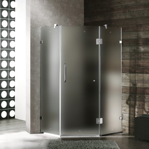 36 x 36 Frameless Neo-Angle Shower Enclosure Finish: Chrome, Glass Type / Door Configuration: Frosted / Left Hinged Door, Size: 36 x 36